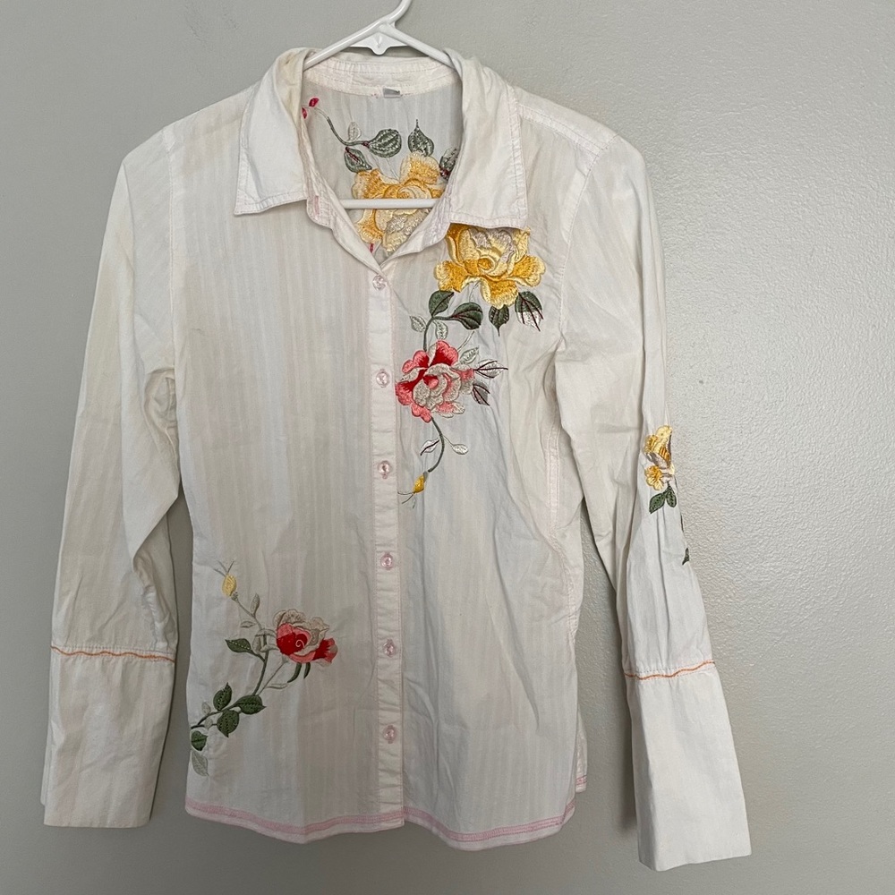 Johnny Was Button embroidered Blouse